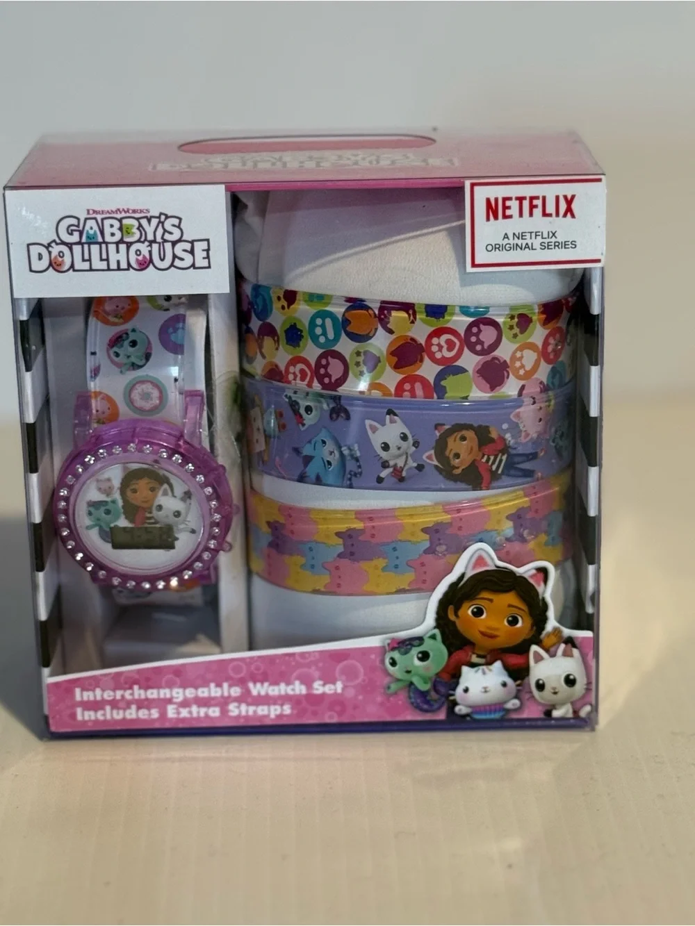 Gabby's Dollhouse Interchangeable Kids Watch Set - Pink, Purple, Multicolor